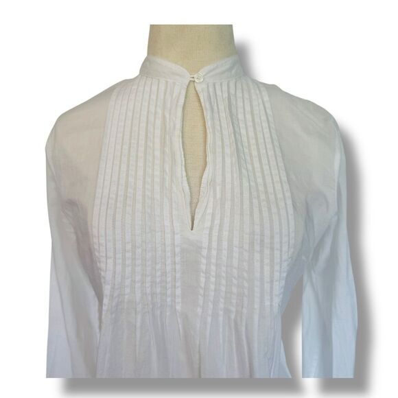 Michael Kors Women's White Pintuck Peasant Blouse Size 10 - Picture 2 of 7